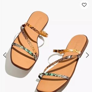 Madewell Lyra Snakeskin Slides | Classic with On-Trend Square Toe | Size 10